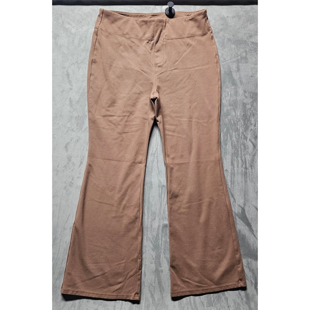 Halara Brown Flare Leg High Waisted Petite Pants Large Stretch Back Pockets